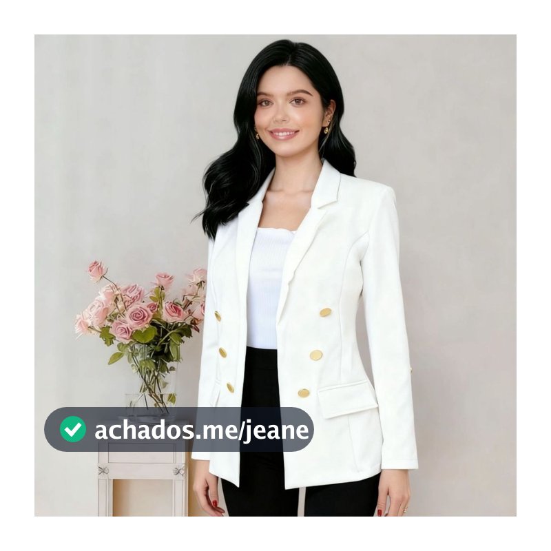 Social Casaquinho Alfaiataria Casaco Blazer Com Botão Lindo Super Feminino Envio