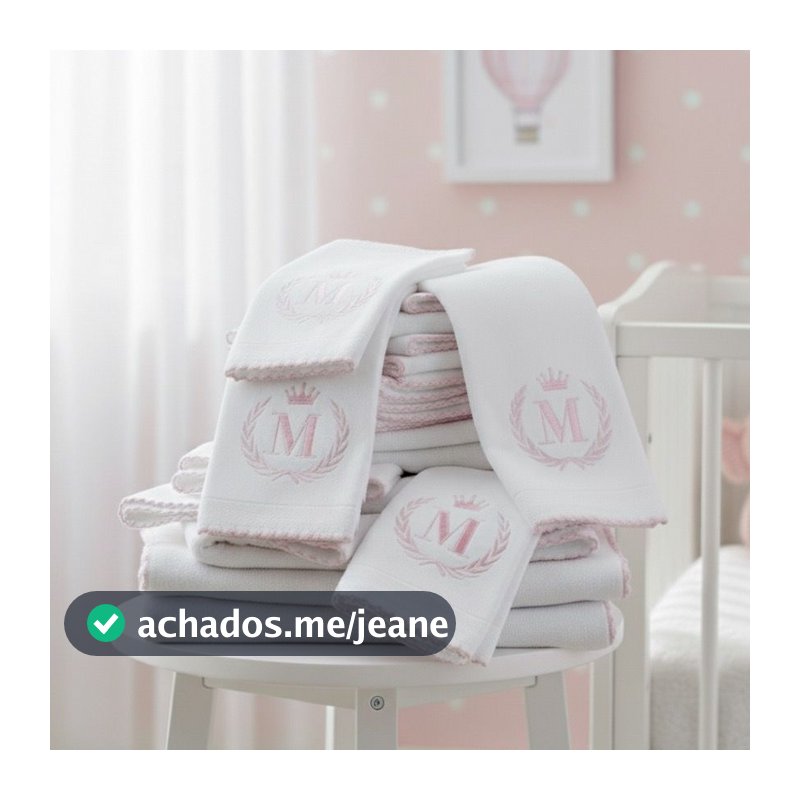 Kit 10 Fraldas Bordadas Personalizadas Inicial Do Bebe 5 Ombro + 5 Boca 100% Algodão