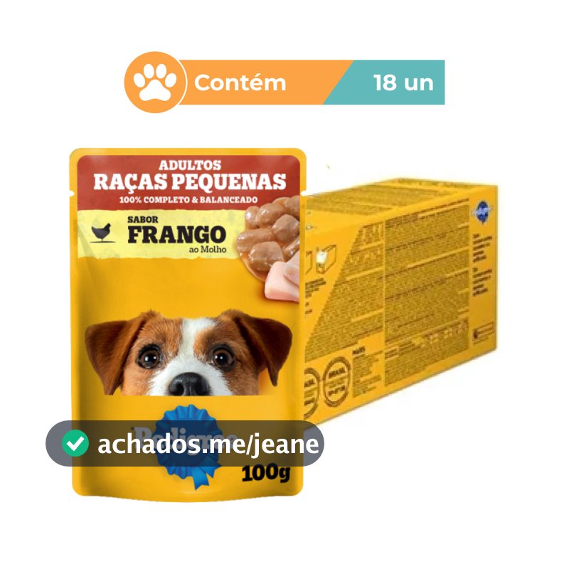 Ração Úmida Pedigree Frango Cães Raça Pequena 18x100g