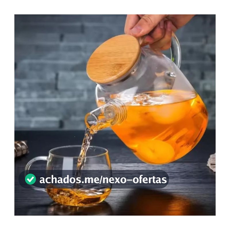 Chaleira De Vidro Com Tampa de Bambu Jarra Bule Infusor Resistente a Calor Premium Borossilicato 1,6