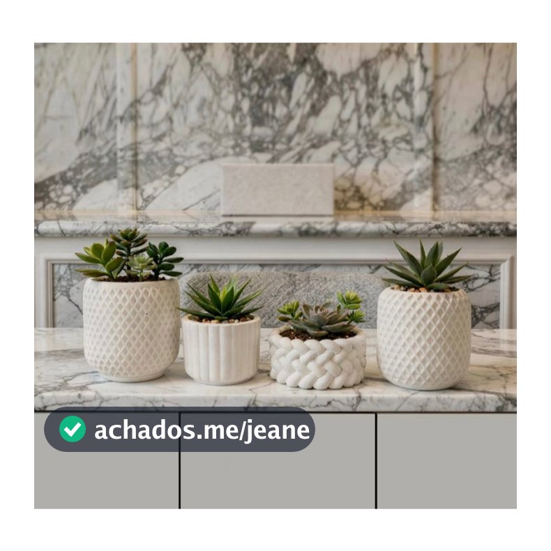 Kit 4 Vasinhos Decorativos de Gesso para Cactos, Suculentas e Plantas Artificiais