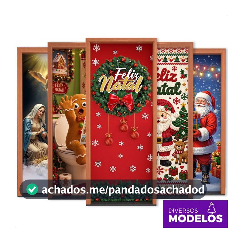 Capa de Porta Natal Guirlanda Em Tecido Decoração Natalina para Casa Sublimado 0,80x2,1m C/ Elástico