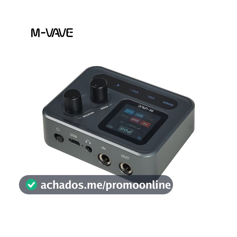 Pedal de efeitos portátil para guitarra M-VAVE Pocket AMP Processador multiefeitos com LCD de 1,54 polegadas, bateria