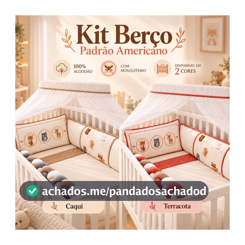 Kit Berço Americano Menino Bichinhos Algodão Safari Caqui
