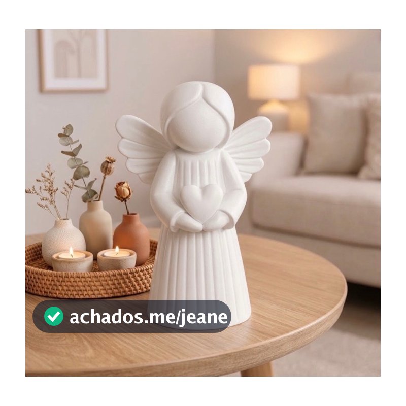 Anjinho Decorativo Branco com Coração – Decoração Moderna / Presente Delicado