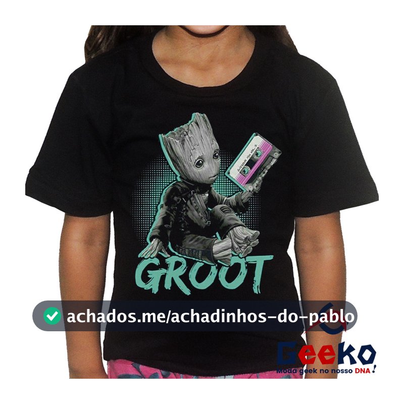 Camiseta Geek Infantil Groot Guardiões da Galáxia Eu Sou Groot Guardians of the Galaxy All Geek