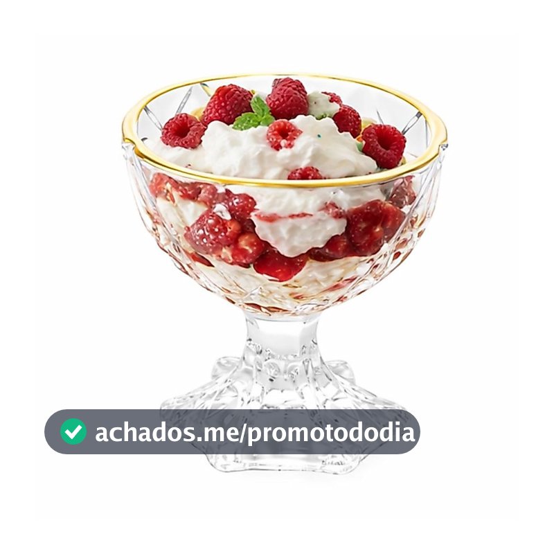 Conjunto de Taças de Sobremesa em Vidro c/ Fio de Ouro 170ml Lyor Jogo Douradas Luxo e Sofisticação