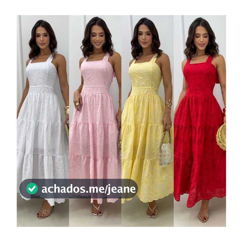 Vestido Elegante Femenino Lese Bordado Com Alça Regulavel
