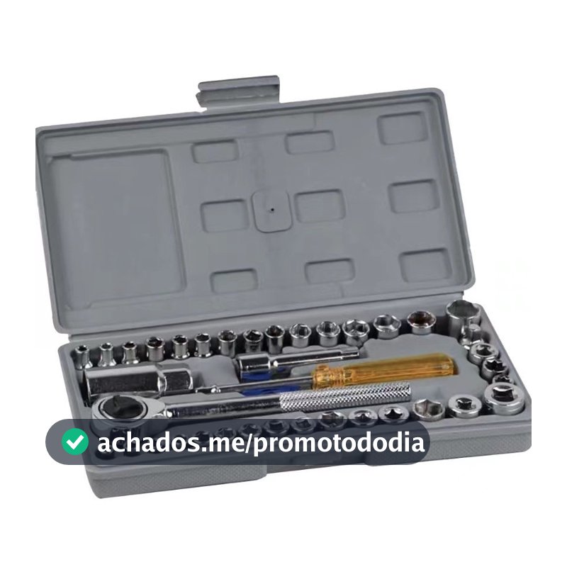Caixa Maleta Ferramentas Catraca Soquetes Com 40 Peças