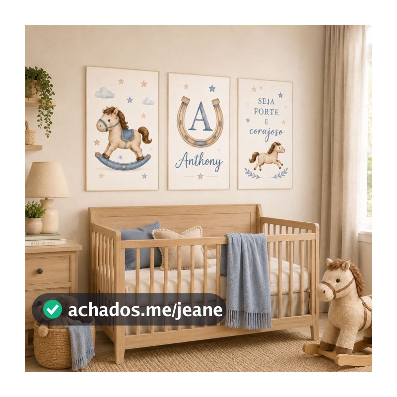 Quadros Decorativos Infantil Cavalinho Seja Forte e Corajoso
