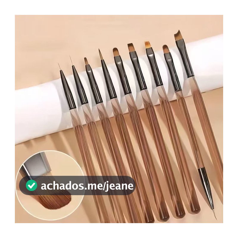 Kit 9 Pincéis Para Arte De Unhas Conjunto De Ferramentas Desenho De Polimento De Gel