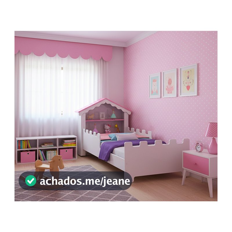 Mini Cama Infantil Casinha Magia Com Colchão E Proteção Lateral MDF Menina Criança