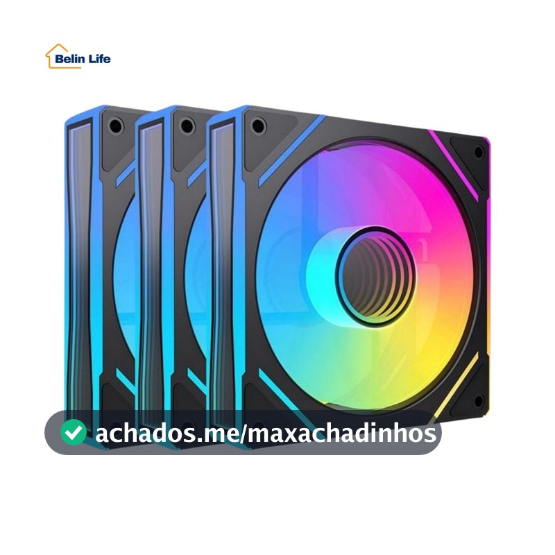 Kit 3 Fans ARGB 120mm Gabinete Gamer 5V 3 Pinos 1300 RPM Silencioso Controle De Luz RGB PC Desktop
