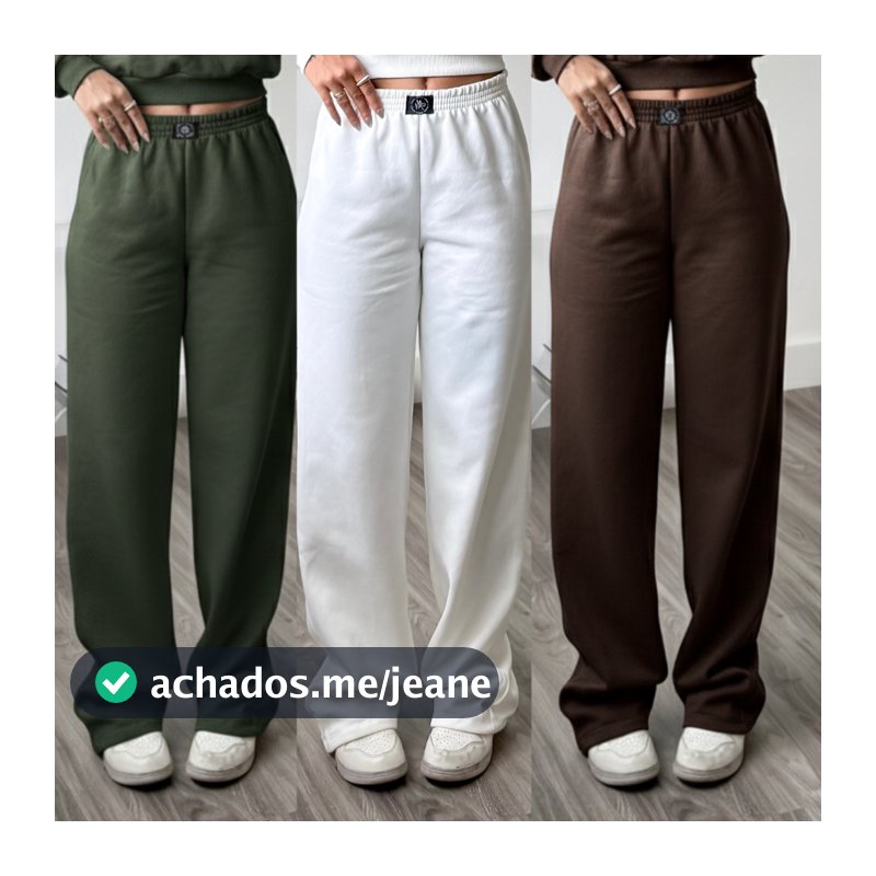 Calça Pantalona Feminina Cintura Alta no moletom confortável e estilosa Calça Wide Leg Moletom Feminina conjunto moletom