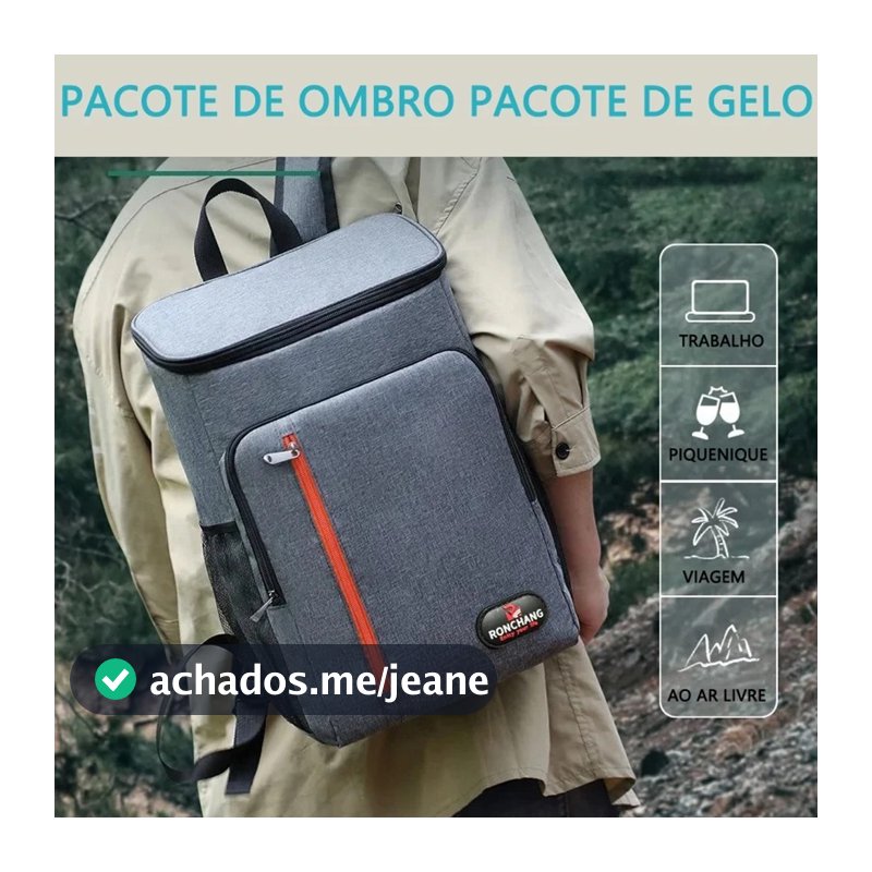 Mochila Térmica Cooler Capacidade 18L Impermeável Portátil Piquenique Quente Frio