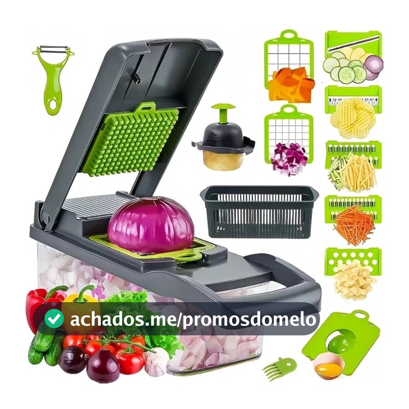 Fatiador De Legumes 16 Em 1 Cortador Com Lâminas Inox Ralador Picador Multifuncional Para Cozinha