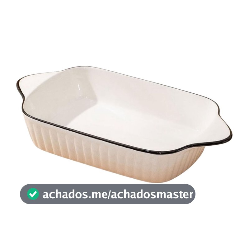 Refratário de Cerâmica Retangular com Alças Branco 26X14cm