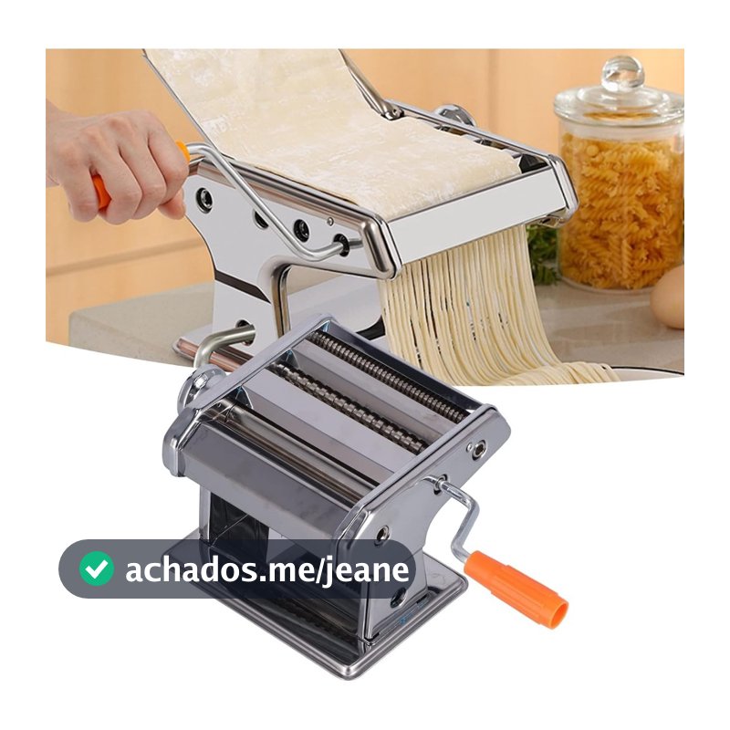 Maquina Macarrão 3 Massas Caseira Manivela Cilindro Inox Corta Massa Pastel Lasanha Fettuccine