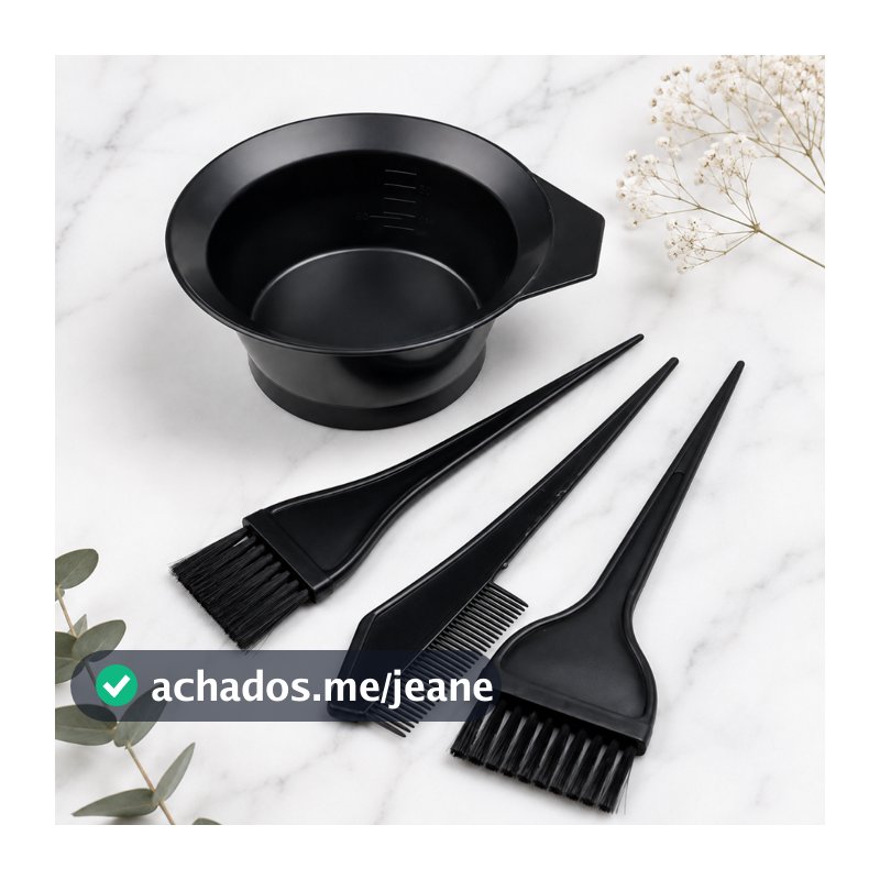 Kit Pintura Tintura de Cabelo 4 Peças com Tigela, 2 Pincéis e Pente Aplicador para Tintura e Descoloração Profissional