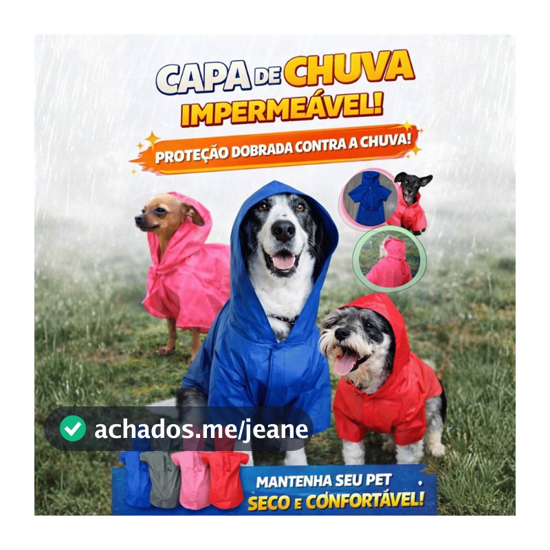 Capa de Chuva para Cachorro Gaby Pet