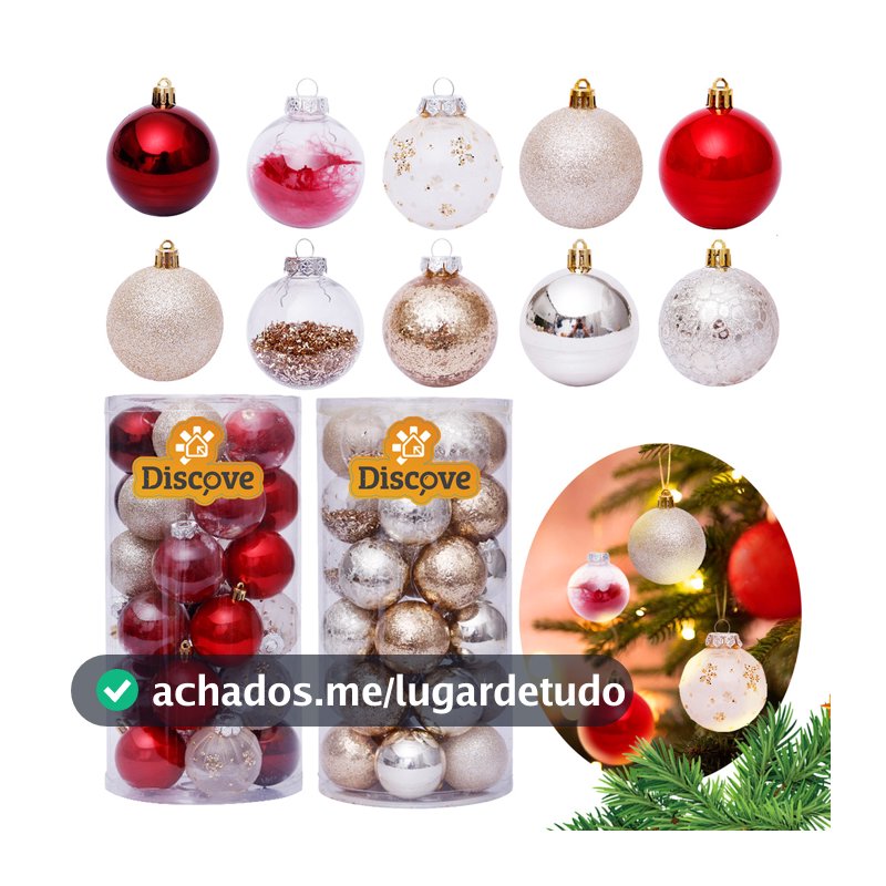 Kit 30 Bolas de decoração de natal bolinhas enfeites natalinos árvore gliter casa festa