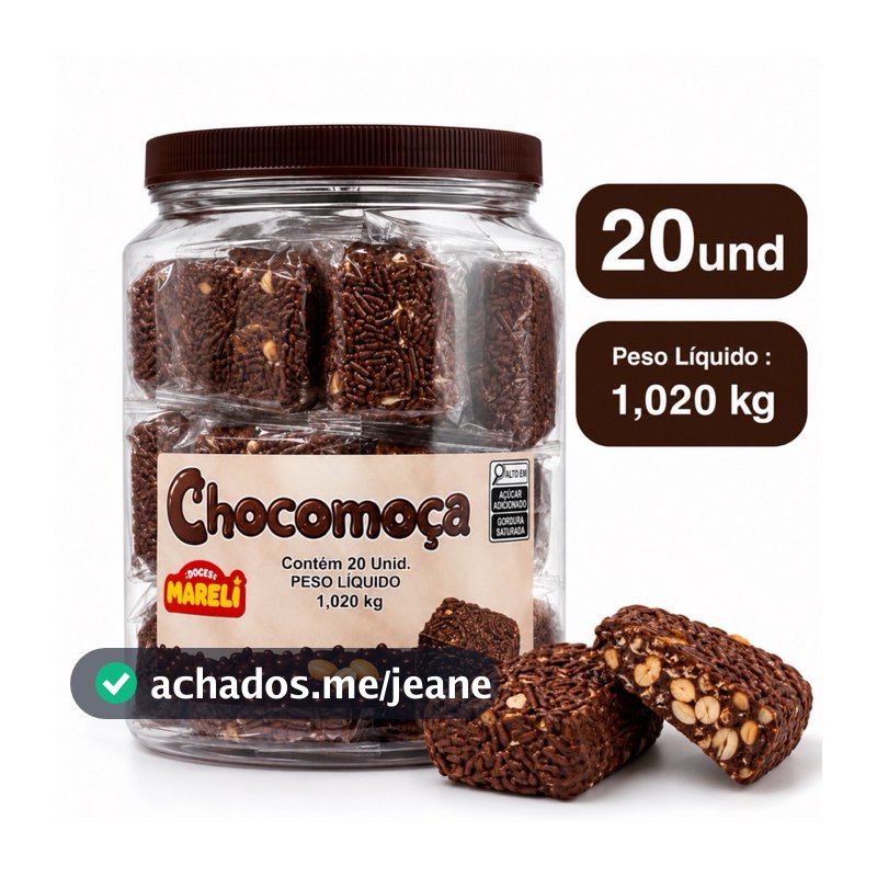 Chocomoça Pé de Moça com Cobertura de Chocolate  Granulado Amendoim Cremoso Tradicional Para Festa e Revenda