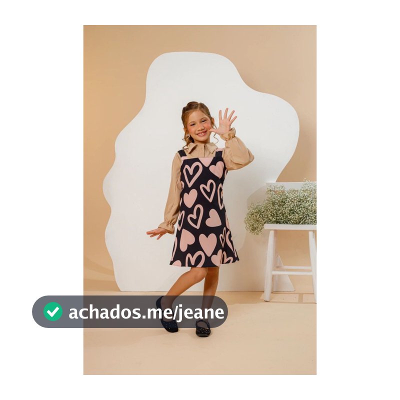 salopete + camisa social inverno infantil e juvenil menina botão flor e coração tam 6 8 10 12 14