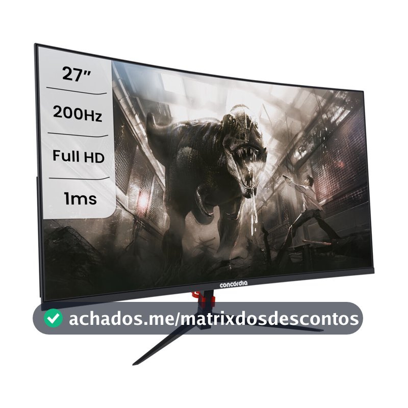 Monitor Concórdia Gamer Curvo 27" CZ270F 200hz Led Full HD 1ms 2xHDMI, DP  sRGB 100% Freesync Premium