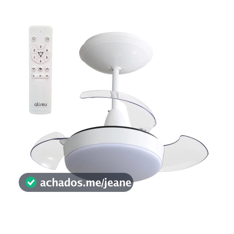 Ventilador De Teto Aliseu Retrátil Pro - Branco - Bivolt - Controle Remoto - Motor Inverter - Luminária LED integrada