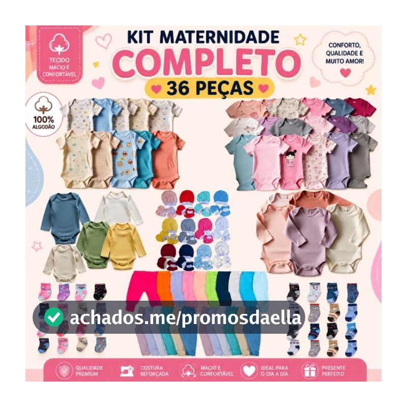 Kit 36 peças Roupas de bebe enxoval maternidade Menino ou Menina Body + Mijão /Calça