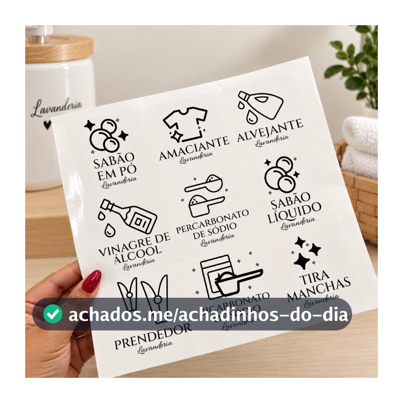 Etiquetas Transparentes para Lavanderia Sabão Líquido Sabão Pó Amaciante Tira Manchas Percarbonato