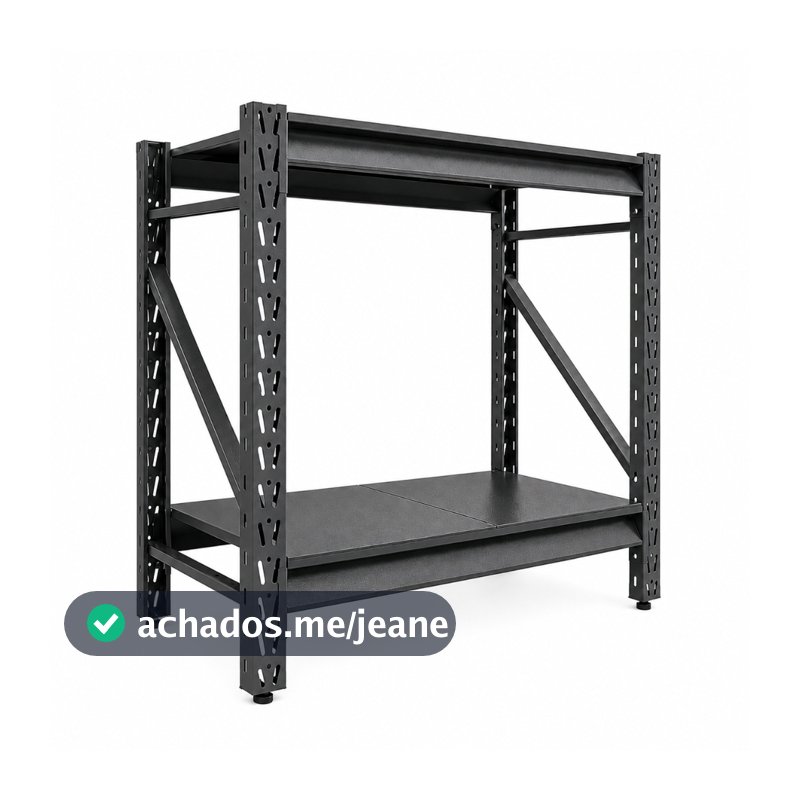 Estante de Aço Reforçada 2 Prateleiras 150kg por Nível Empilhável para Estoque Grafite BAFF
