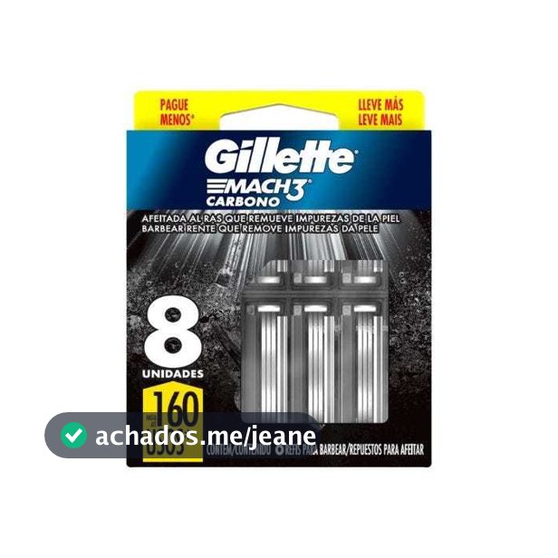 Refils Para Barbear Mach3 Carbono Carga Para Aparelho De Barbear Com Carvão Ativado 8 Unidades Gillette
