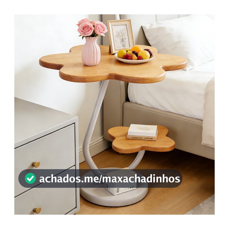 Mesa Decorativa Auxiliar Redonda Formato de C Mesa Lateral de Canto para Café Sala Escritório