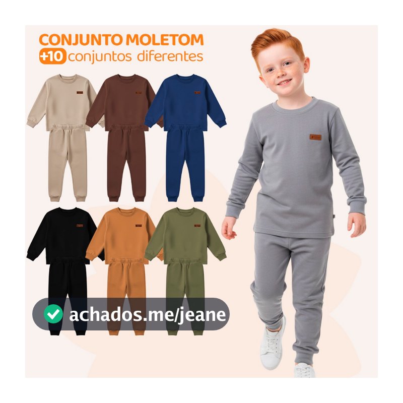 Kit 4 Peças Moletom Minimalista Infantil Menino Criança Blusa e Calça Manga Longa Roupa de Frio Inverno Liso Kids