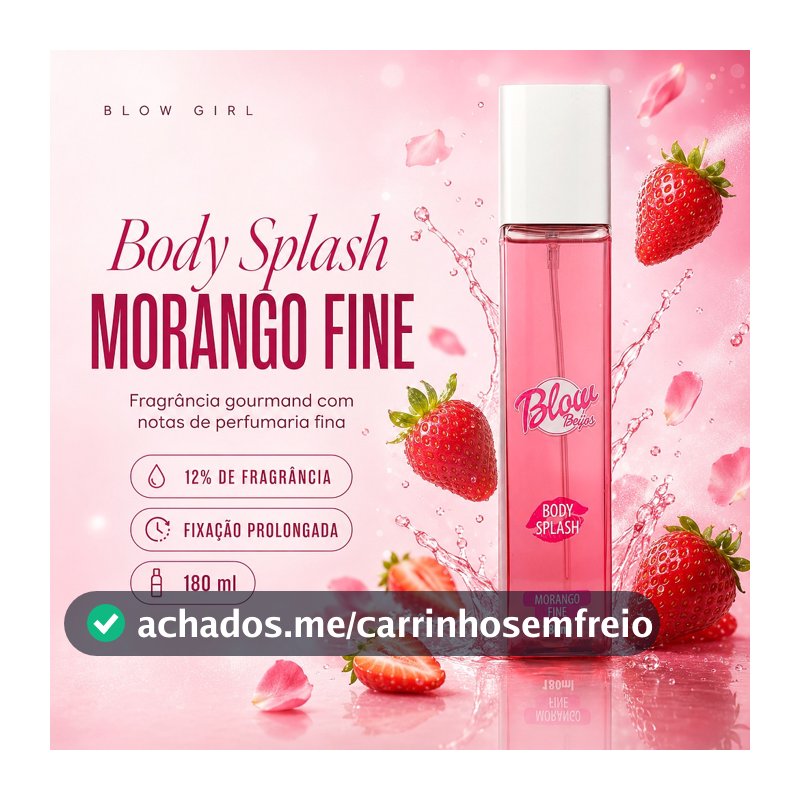 Body Splash Feminino Morango 180ml Perfume Corporal Cheiroso Fixação Longa Fragrância Doce Gourmand Blow Girl