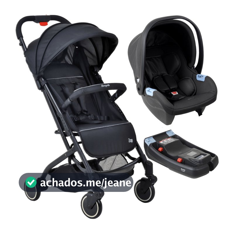 Carrinho de Bebe Burigotto Zap Black Preto com Bebe Conforto e Base