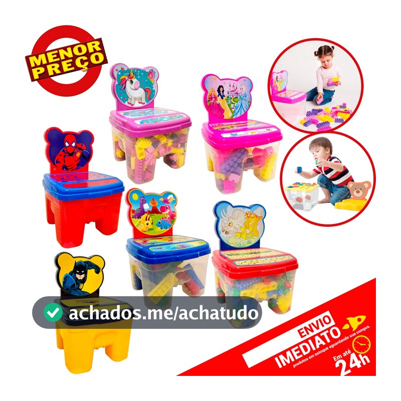 Cadeirinha Toy Infantil Blocos Montar Encaixe Educativa Didática Brinquedo Bebê 24 / 48 / 160 / 256pçs