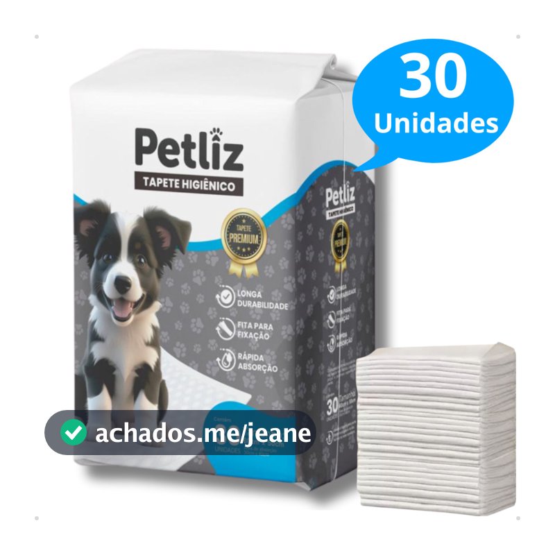Kit com 1 ou 2 ou 3 Tapete Higiênico Descartável Premium Ultra Absorvente p Cachorro 60x50cm Petliz