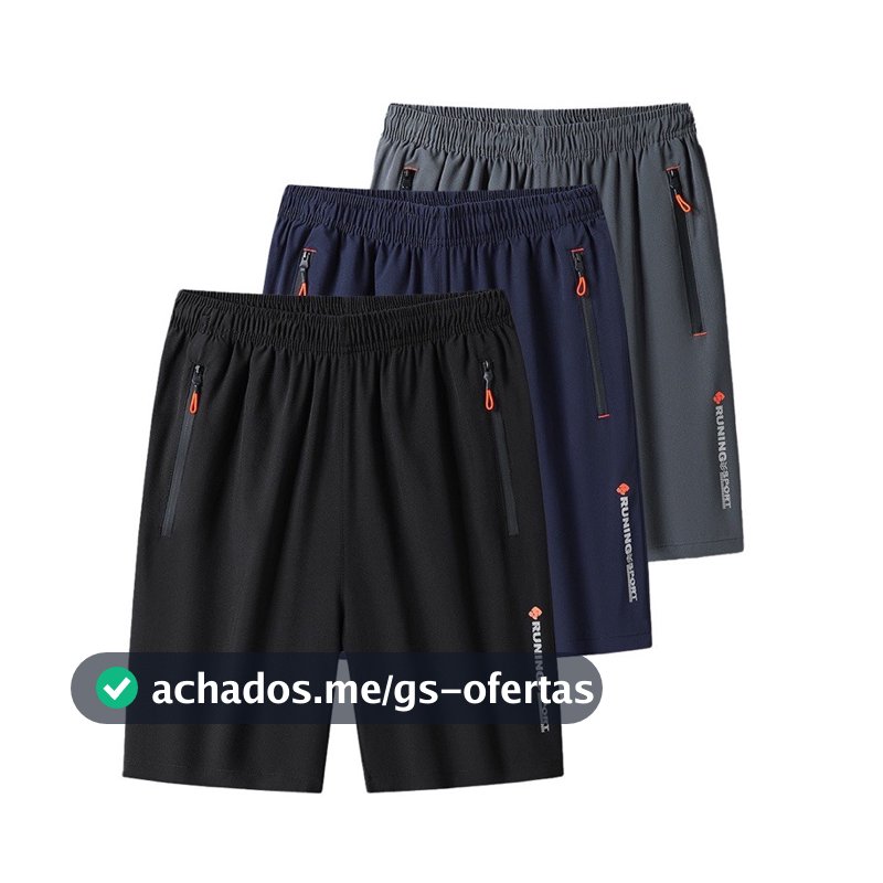 KIT 3  Bermudas Dry Fit de Alto Padrão Premium Casual Academia e Treinamento Externos e Internos