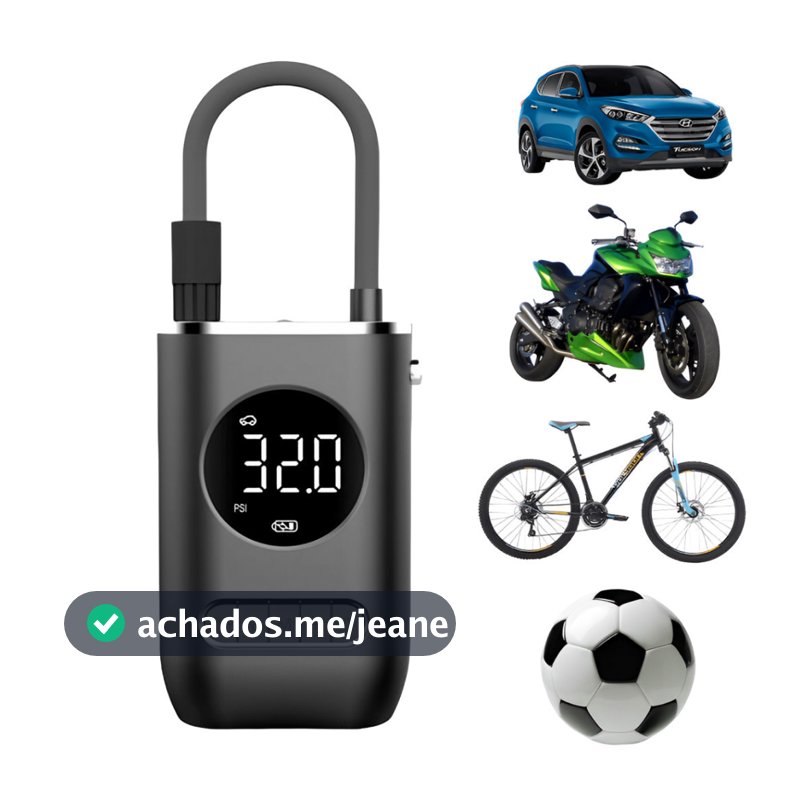 Bomba de Ar Digital Mini Calibrador Compressor de Pneus Carro Moto Bike Com Lanterna Led Portátil