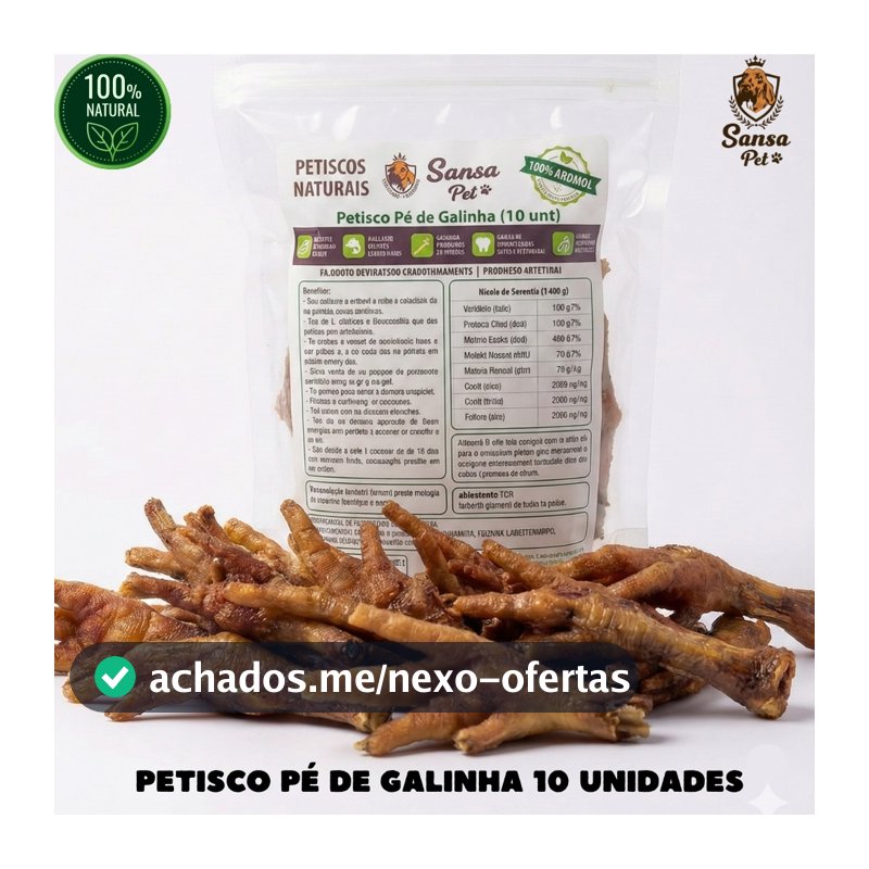 Petisco Pé de Galinha 100% Natural Saudável Colágeno Anti Estresse