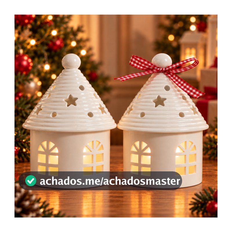 Casinha Natalina - Vila Natalina Natal-  Porta Vela Decorativo Estilo Escandinavo - Decoração de Natal