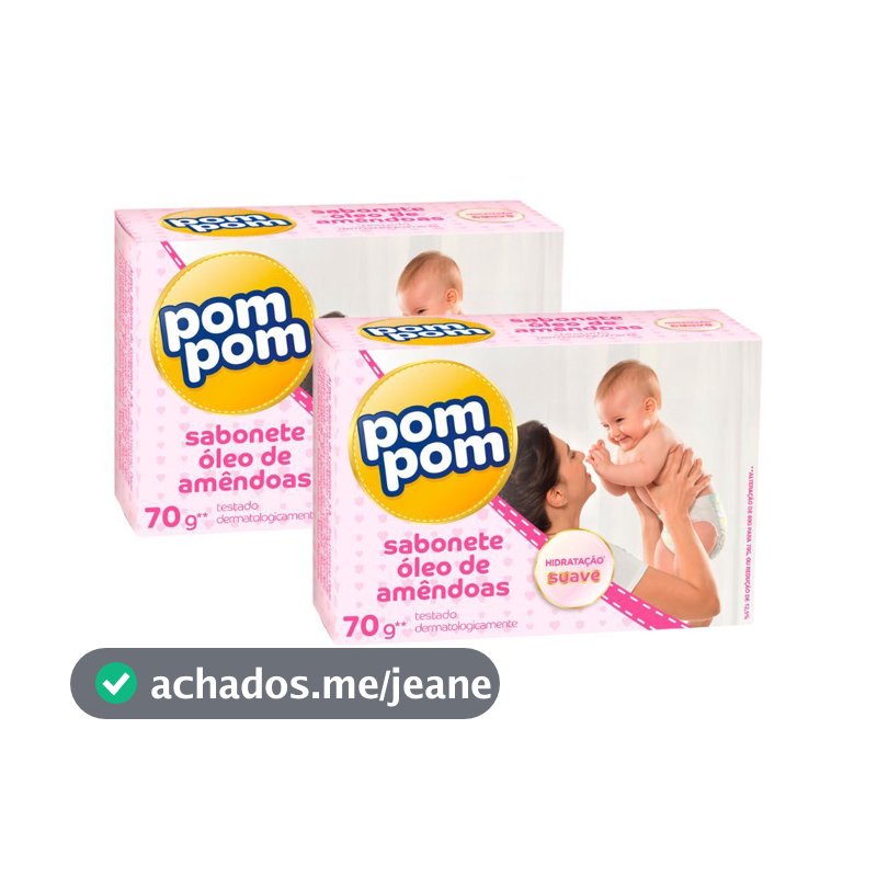 Kit 2 Sabonete Infantil Pom Pom Óleo de Amêndoas 70g