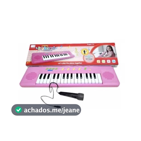 Teclado Piano Infantil Com Microfone Rosa