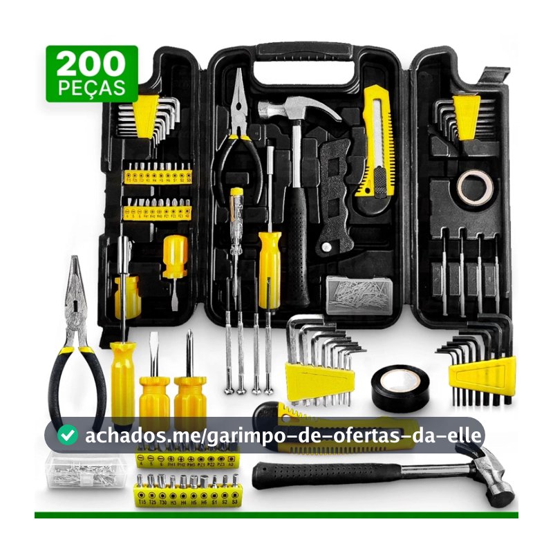 Kit Jogo De Ferramentas Completo 200 Pcs C/Soquetes Chaves Maleta