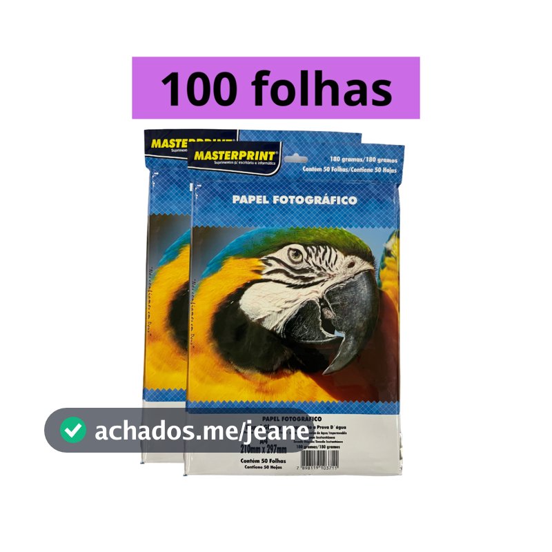 Papel Fotográfico 180G Glossy A4 À Prova D'água Brilhante Premium 100 folhas MASTER PRINT