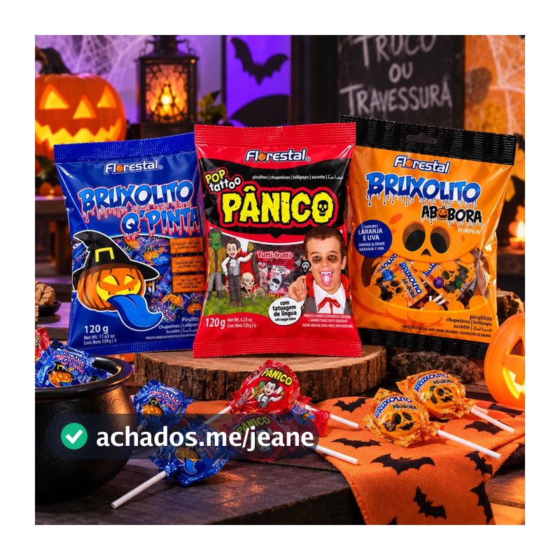 Kit Halloween 3 Pacotes Pirulito Pinta Língua Pânico Abóbora