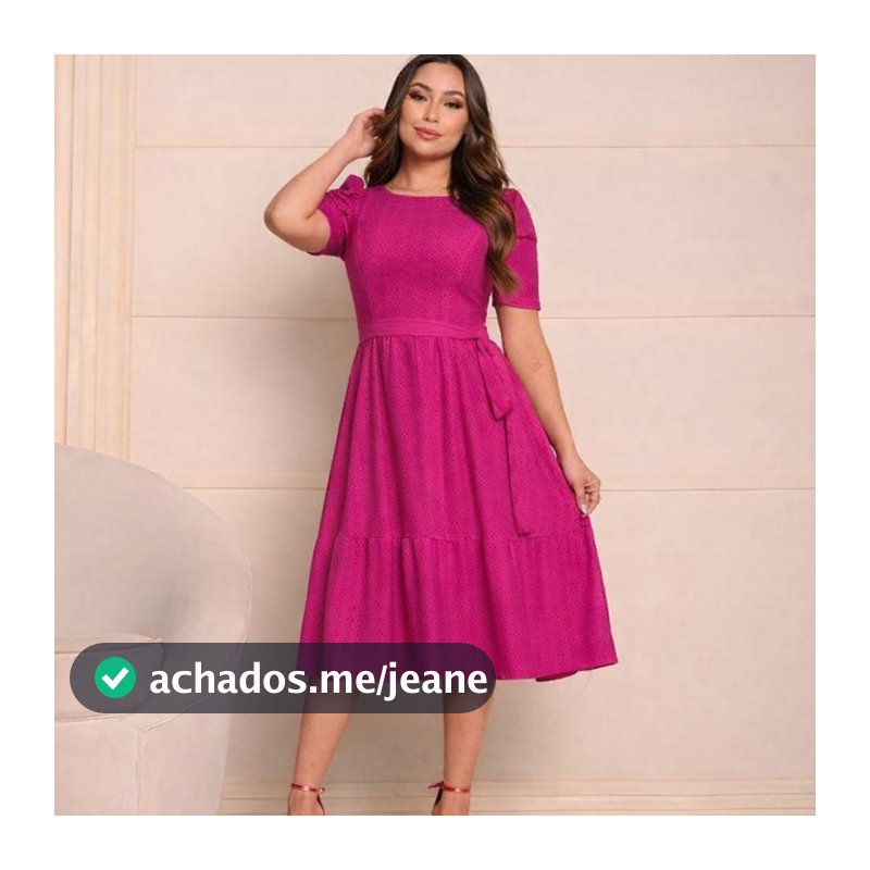 Vestido Feminino Manga Princesa Moda Evangélica Laise Malha 1Maria