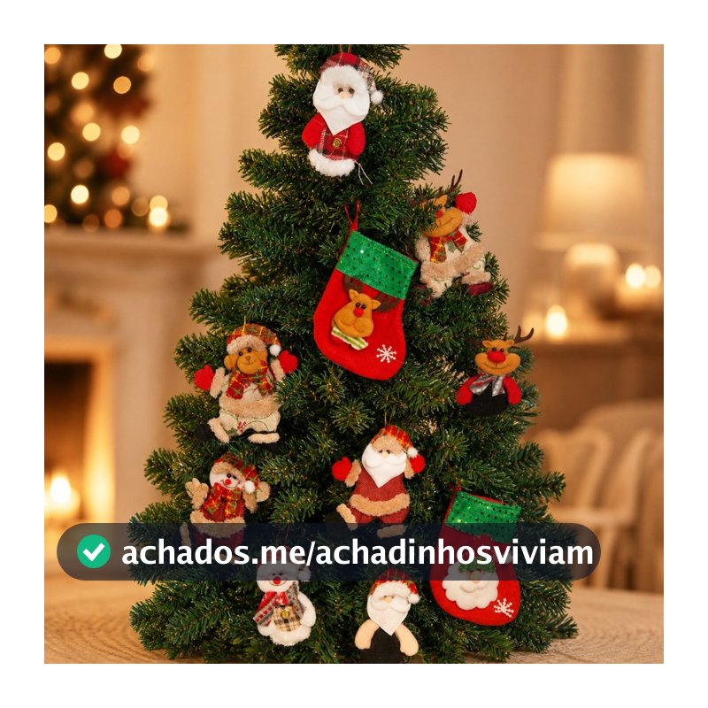 Kit 10/12 Enfeites Natalinos Bonecos Penduráveis Papai Noel Meia Ursinhos Decoração Árvore De Natal